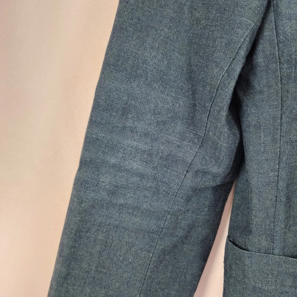 Frank and Oak Blazer Laurier Fit Heather Blue Classic Preppy Quiet Luxury Sz 36